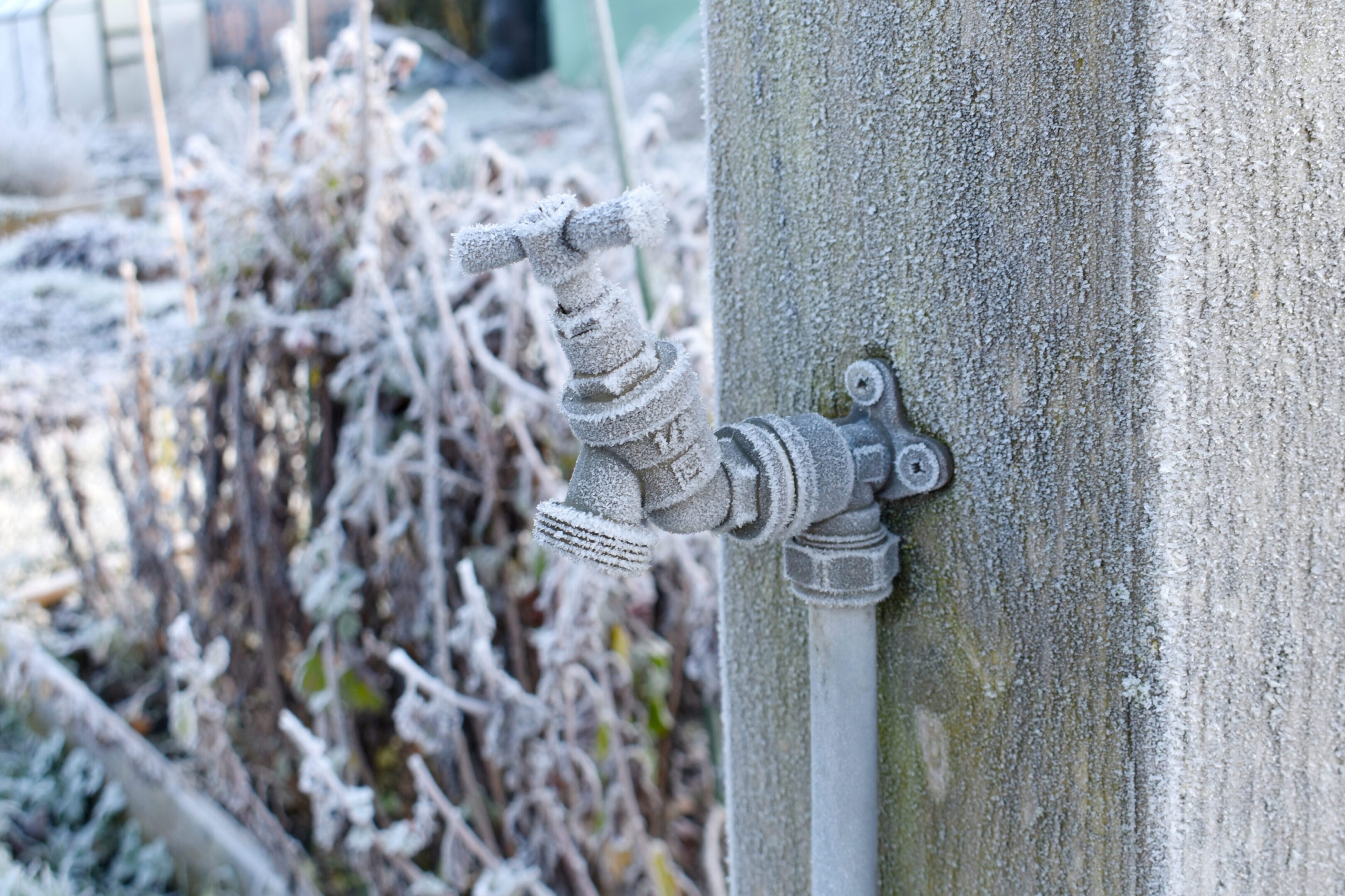 Icy tap on cold winter morning