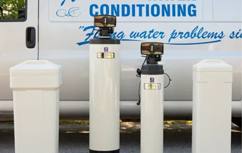 Water conditioning equipment displayed by vehicle